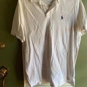 Polo by Ralph Lauren Men's White Polo with Blue Logo